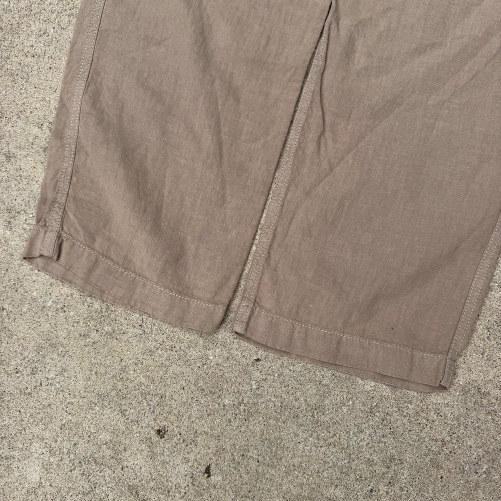 Murano Linen Trousers Mens 36x30 Brown Button Fly Baird McNutt Casual Beachy - Picture 8 of 12